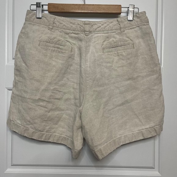 Ann Taylor Women's‎ Khaki Neutral Beachy Lightweight 100% Linen Shorts Size 10 - Picture 2 of 8